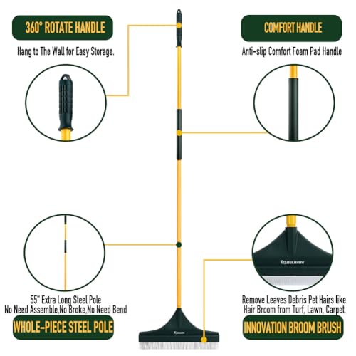 Artificial Turf Rake, 55" Long Whole-Piece Pole No Broke Design - Garden Hand Broom Rake for Easy Quick Remove Leaves, Debris, Shrubs, Pet Hairs.. from Turf, Lawn, Synthetic Grass, Carpet