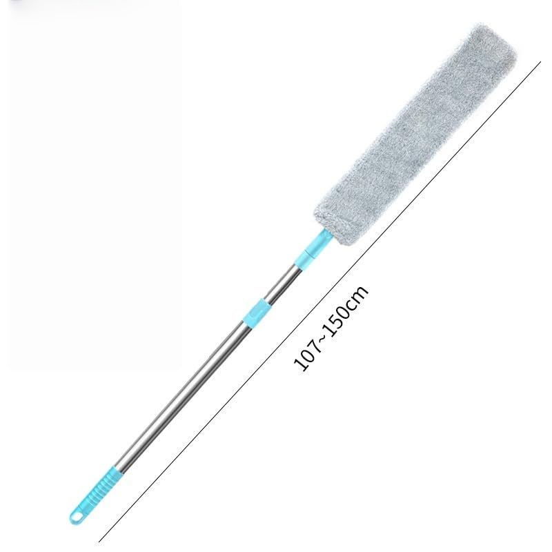Flat Duster for Under Appliances,Retractable Gap Dust Cleaning Artifact,Bendable Microfiber Duster,Flat Duster with Extension Pole,Under Fridge Cleaning Tool (1 Set+2 Replacement Head) - color: 1 Set+2 Replacement Head