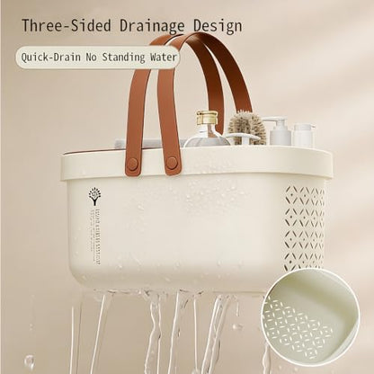 Pulseplay Plastic Shower Caddy Basket with Handle Portable Bath Tote Basket Bin for Bathroom Kitchen College Dorm Gym(Cream) - color: Cream