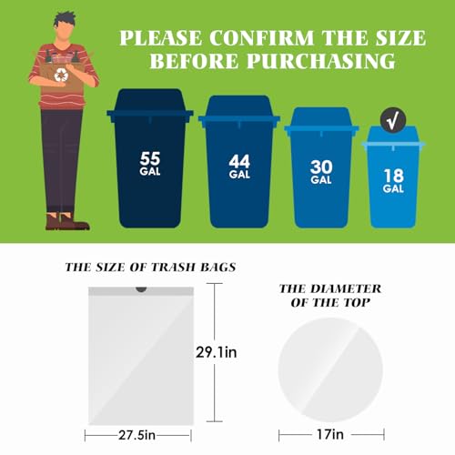 18 Gallon 120 Counts Strong Drawstring Trash Bags Garbage Bags by Teivio, Bathroom Trash Can Bin Liners, Plastic Bags for home office kitchen, White - style: 120-18Gallon-White