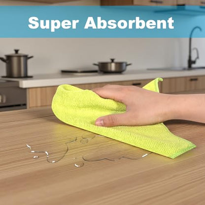 Microfiber Cleaning Cloths, 15 Pack Cleaning Rags, Wet and Dry Use Cleaning Towels, Highly Absorbent and Soft Feel, Lint Free, Streak Free, 11.5"X11.5"(Red/Yellow/Green/Blue/Purple) - color: Multicoloured 15 Pack