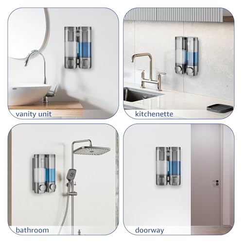 Shampoo and Conditioner Dispenser 2 Chamber No Drill,Shower Soap Pump Dispenser Wall Mounted,Body Wash Dispenser,Shower Gel Shampoo Holder for Bathroom Accessories, (Gun 2) - color: Gun 2