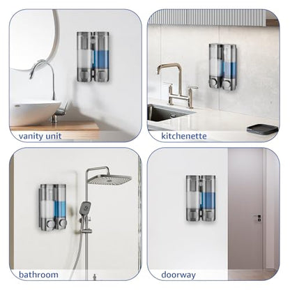 Shampoo and Conditioner Dispenser 2 Chamber No Drill,Shower Soap Pump Dispenser Wall Mounted,Body Wash Dispenser,Shower Gel Shampoo Holder for Bathroom Accessories, (Gun 2) - color: Gun 2