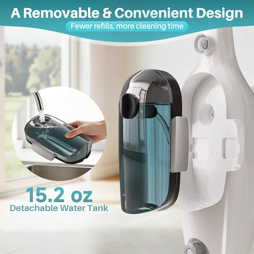 JOYMOOP Steam Mop & Handheld Steam Cleaner, 1100W Electric Steam Cleaner for Home, Fast Heat 20s, Adjustable Steam, Detachable Water Tank, 11 Accessories for Floors, Windows, Clothes - size: 3 Microfiber pads
