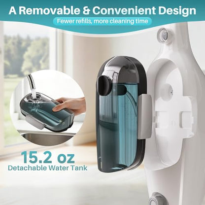 JOYMOOP Steam Mop & Handheld Steam Cleaner, 1100W Electric Steam Cleaner for Home, Fast Heat 20s, Adjustable Steam, Detachable Water Tank, 11 Accessories for Floors, Windows, Clothes - size: 5 Microfiber pads