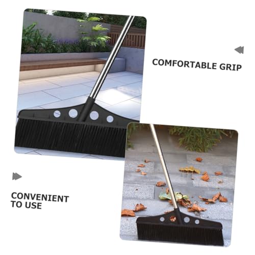 Detachable Outdoor Broom with Handle Heavy Duty Garden Sweeper for Efficient Cleaning of Patios Garages and Courtyards Stainless Steel and Bristle Brush