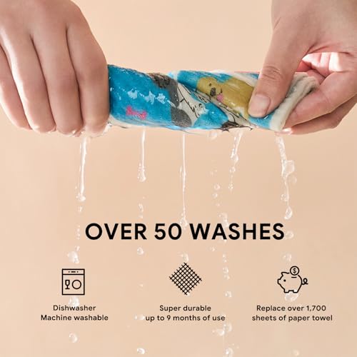 RECYCO Swedish Dishcloths for Kitchen | 6 Pack Doggy Daydreams Washable Dish Rags | Cellulose Reusable Cleaning Paper Towels | Absorbent Counter Dish Cloth Sponge Kitchen Wipes, 8" L x 7" W - color: Doggy Daydreams - 6 Pack