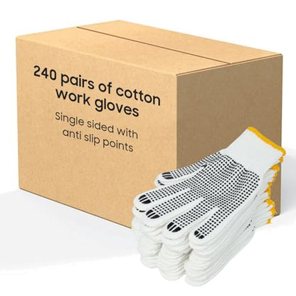 Unisex white cotton polyester knittedsafety gloves,suitable for gardening,warehouse,cooking work-12/36/240 pairs - color: Black (240 Pairs) With Dots