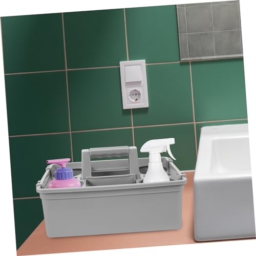 Vaguelly Portable Cleaning Basket Plastic Storage Basket Lid Capacity Storage Organizer for Cleaning Supplies Handle Design for