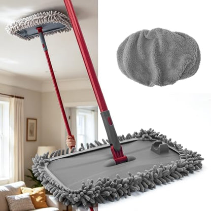 KeFanta Extra Large Microfiber Flat Mop for Floor Cleaning,16” Wide Dust Mop with 2 Reusable Pads,55" Long Handle Wet & Dry Sweeper Kit for Hardwood,Tile,Laminate,Vinyl Floor