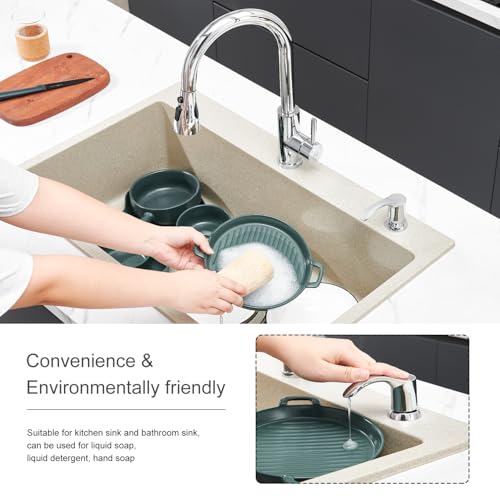 GAGALIFE Kitchen Sink Soap Dispenser - Sink Soap Dispenser Pump with 40" Silicone Soap Dispenser Extension Tube (Chrome), Say Goodbye to Frequent Refills G080-1C - color: Chrome, size: with Hose