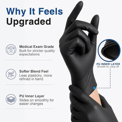 Schneider Vinyl Synthetic Exam Gloves, 4 Mil, Latex Free Disposable Gloves for Medical, Cooking, Cleaning, and Food Prep - color: 05 Black(small 1000)