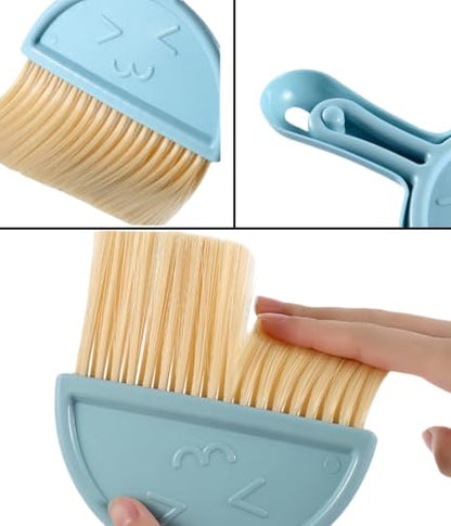 Mini Broom and Dustpan Set (3 Pieces) + Three-Color Cleaning Cloth, Suitable for Cleaning car interiors, Sofas, Kitchens, tabletops, Dining Tables and Desktop Keyboards (Pink, Blue, and Green)