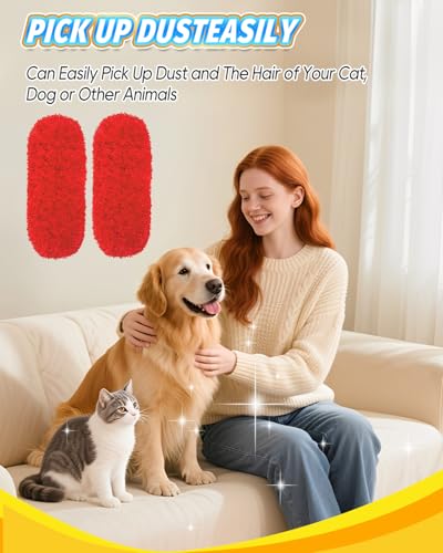 KEEPOW 3 Pack Microfiber Reusable Duster Refills Compatible with OXO Duster, Washable Dusters for Cleaning Compatible with OXO Extendable Duster for Blinds Ceiling(Handle is Not Included) - color: Red-3 Pack