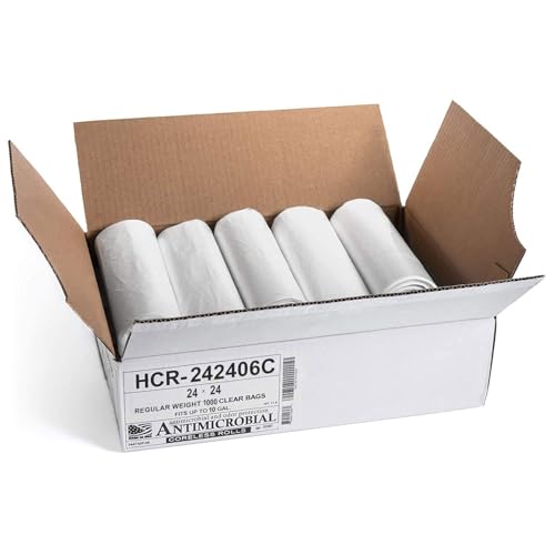 Aluf Plastics High Density Trash Bags, 10 Gallon, 1000 Count, 6 Micron (eq), 24" x 24", Clear, for Bathroom, Office, Industrial, Commercial, Janitorial, Municipal, Recycling - color: Clear, style: 7-10 Gal, 6 Micron Equiv, 1000 Count