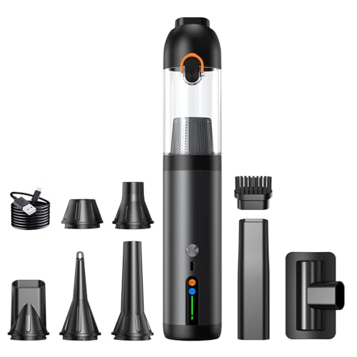 Car Vacuum Portable Cordless,18000Pa 4in1 Portable Handheld Cleaner Vacuum &Air Duster 2 Suction Modes Power Blowing&Inflating, Brushless Motor Vacuum with Multi Nozzles for Car,Keyboards, Office,Pet