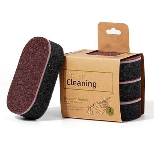 Cleaning Sponges Eraser - Emery Scrub Sponge for Pots & Pans, Heavy Duty Rust & Stain Remover, High-Density Oil-Absorbing Sponge for Kitchen, Dish, Sink & Cookware Cleaning - color: 3pcs