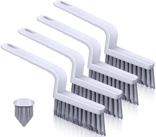 Lumkew Grout Brush Cleaning,Hard Bristle Grout Cleaner for Tile Floors,Bathroom Cleaning Brushes for Scrub Shower Tile Grout, Black, 4 Pieces
