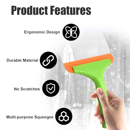 Ziciner Small Silicone Window Squeegee, Car Windshield Water Blade Squeegee, Multifunctional Auto Squeegee with 5.9 Inch Blade and Non-Slip Handle for Car Window, Home Cleaning (Light Green-2PCS) - color: Light Green-2pcs