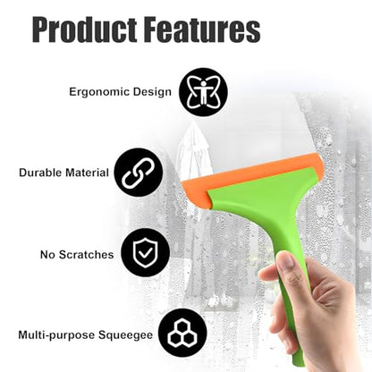 Ziciner Small Silicone Window Squeegee, Car Windshield Water Blade Squeegee, Multifunctional Auto Squeegee with 5.9 Inch Blade and Non-Slip Handle for Car Window, Home Cleaning (Light Green-2PCS) - color: Light Green-2pcs