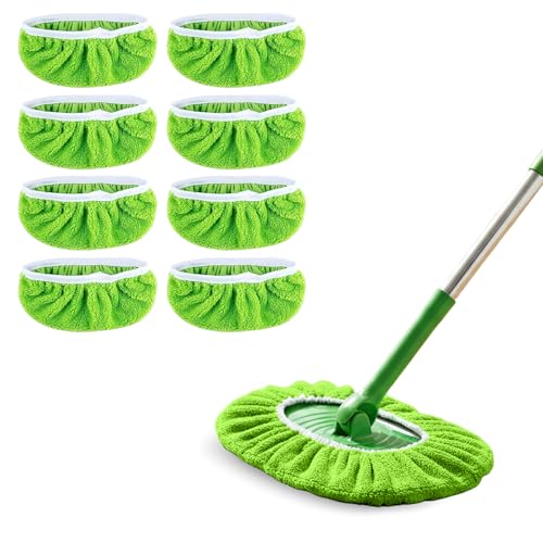8 Pack Reusable Microfiber Mop Pads - Dry Sweeping Cloths & Wet Mopping Cloths - Washable Wet Pads Refill for Mopping Floors (Mop is not Included), Green - color: Green 8-pack