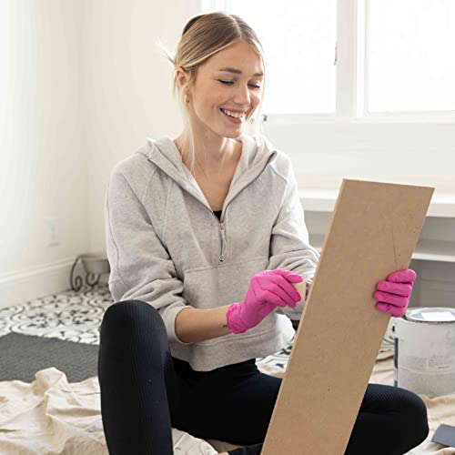 FRAMAR Pink Gloves Disposable Latex Free XS – Pink Nitrile Gloves XS, Nitrile Glove For Hair Dye, Salon, Cleaning, Tattoo, Food Prep, Non Latex Rubber, Extra Durable – 100 Pack - size: X-Small