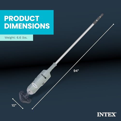 INTEX Rechargeable Handheld Pool Vacuum Cleaner with 94” Telescoping Pole, 2 Brush Heads, & Shaft Adapter for PureSpas & Pools