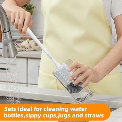 2 Pack 14 Inch Bottle Brush & 12 Inch Straw Brush Cleaner Set - Heavy Duty Kitchen Bottle Brushes for Cleaning Water Bottles, Baby Bottles, Mugs, Sippy Cups & Tumblers, Lab Use - size: with 6.4mm Straw Brush