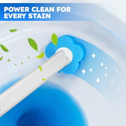 Disposable Toilet Brush 2 Pack - Toilet Bowl Cleaner, Toilet Bowl Brush, Each Toilet Wand with 10 PCS Brush Refills for Deep Bathroom Cleaning (2 Pack, White)