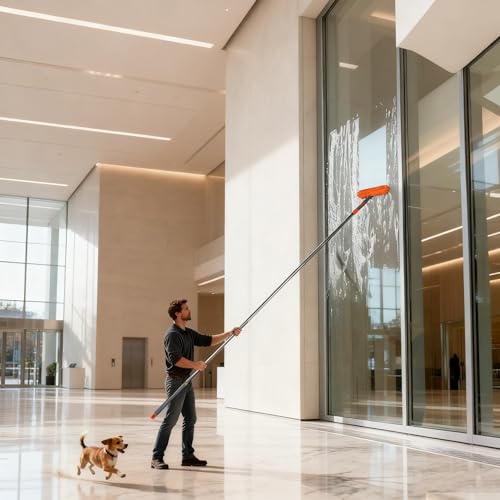 BITOPE 90" Squeegee for Window Cleaning Cleaner Tool with Extension Pole 2 in 1 Rotatable Window Wash Tool for Home Shower Glass Car Windshield Outdoor Solar Panel - size: 90 inch