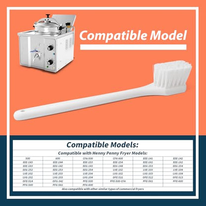 12116 High Heat Resistant Nylon Fryer Brush, 20'' Long Handle, Replacement for Henny Penny Fryers, Ideal for Deep Fryers, Grills, Ovens & Waffle Makers, 425°F, Commercial Kitchen Cleaning - 90049