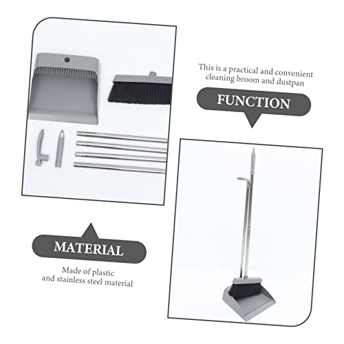 Broom Dustpan Set for Home Kitchen and Outdoor Use 33.5 Long Handled Broom & Heavy Duty Metal Dustpan Upright Design for Easy Cleaning