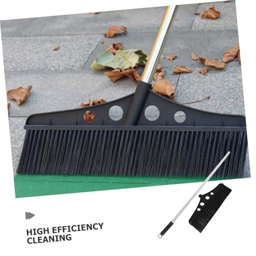 Wide Detachable Push Broom for Heavy Duty Outdoor Cleaning Stainless Steel Handle Scrub Brush for Concrete Patios Gardens