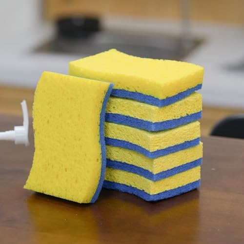 6-Pack Non-Scratch Kitchen Sponges – Durable Dish Sponges for Dishes, Pots, and Pans, Perfect for Cleaning Stainless Steel, Dishwashing, and More, Blue & Yellow - color: Blue Yellow