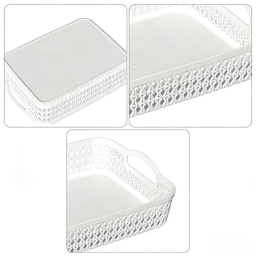 Set of 6 Large Baskets for Organizing 13.5 x 10 x 2.9 Inch, Desktop File Paper Letter Organizer Tray, Plastic Organizer for Office Pharmacy Dorm Kitchens Closets Shelves (White) - size: Large