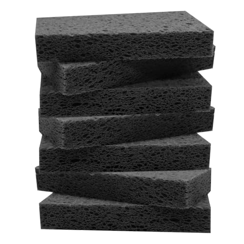 Large Cellulose Sponges, Kitchen Sponge for Dish, Thick Heavy Duty Scrub Pads, Non-Scratch Scrubber for Household/Cookware/Bathroom/Office/Boat 5.5" x 3" x 1" (7 Pack) Black - color: Black