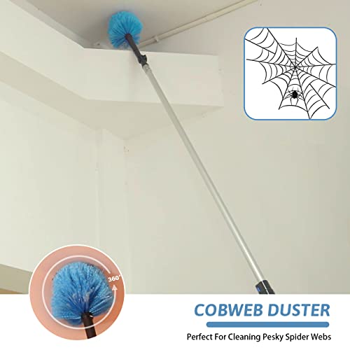 MAYKI 20 Foot High Reach Dusters for Cleaning 5 PCS, Ceiling Fan Dusters with Extension Pole, Cobweb Duster with Extension Pole for High Ceilings/Fans, 2 in 1 Window Squeegee Duster - size: 12 feet