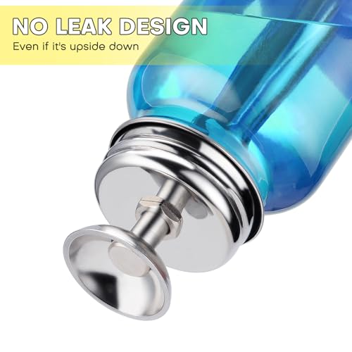 Noverlife 4Oz / 120ml Push Down Pump Dispenser with Copper Core, Nail Polish Remover Pump Bottles Glass Rubbing Alcohol Dispensers, Refillable Alcohol Dispenser Push Down Bottle - Gradient Blue - color: E - 1pcs - Blue Round Shaped