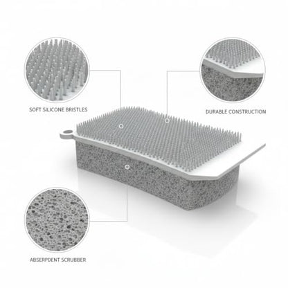 3-in-1 Silicone Crevice Cleaning Brush for Tight Gaps, Kitchen Counters, Bathroom Grout & Car Interiors - Gray