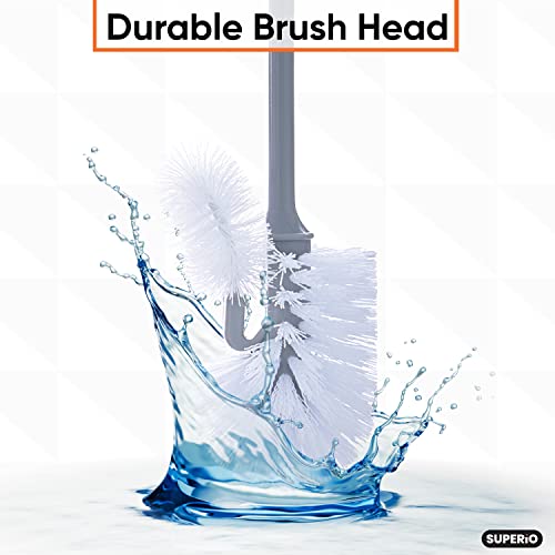 Superio Toilet Brush and Holder (1 Pack) Toilet Scrubber Bowl Cleaner Brushes Wand, Toilets Brush with Holder Caddy, Bathroom Cleaning Brush, Bowl Brush Set - color: Gray
