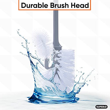 Superio Toilet Brush and Holder (1 Pack) Toilet Scrubber Bowl Cleaner Brushes Wand, Toilets Brush with Holder Caddy, Bathroom Cleaning Brush, Bowl Brush Set - color: Gray