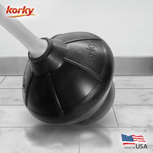 Korky Gray Toilet Plunger and Holder – Heavy Duty Compact Design – Fast Clog Removal – Easy to Clean - Made in USA - color: Gray
