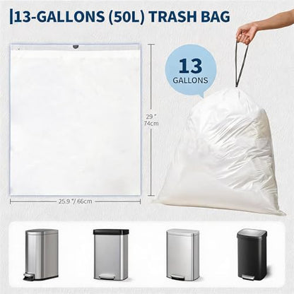 Garvee Trash Bags 50L (13 Gallon) with Drawstring, Heavy Duty Garbage Bags HDPE Puncture Resistant Leak Proof, 80 Count 2 Roll, 66 * 74cm (26” x 29”) Kitchen Trash Bags for Home Office - size: 40 Count (Pack of 2)