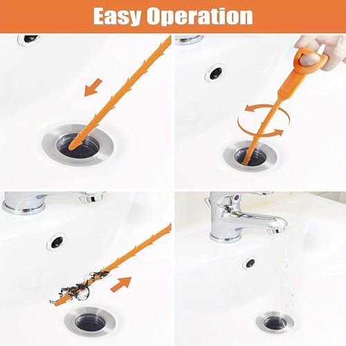 5PCS Drain Snake Clog Remover, Flexible Hair Drain Removal Tool for Sink, Shower, Tub Toilet Clogged Drains Relief Cleaning Tool, Drain Cleaner with Grip Handle (20 Inch