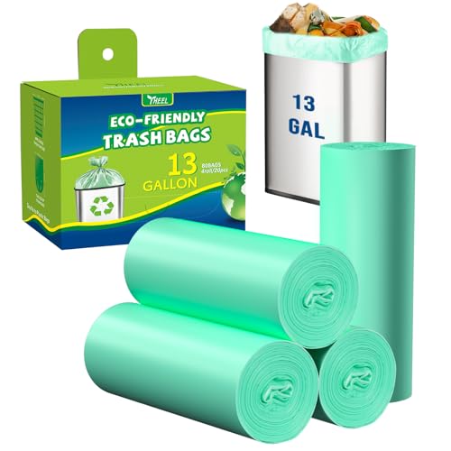 Kitchen Trash Bags 13 Gallon: Biodegradable Tall Kitchen Garbage Bags Strong Unscented Recycling Bags for Home/Office (Green, 80 Counts) - color: 13Gal-Green-80pcs
