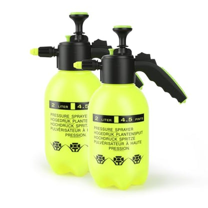 2 Pcs 1/2 Gallon Plastic Handheld Pump Sprayer – Garden Pressure Sprayer Bottle with Adjustable Nozzle for Plants, Cleaning, Household Tasks – Yellow - color: Yellow, size: 1/2 Gallon