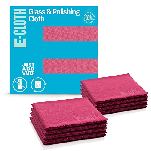 E-Cloth Glass & Polishing Cloths, Premium Microfiber Glass Cleaner, Great for Windows, Glass and Mirrors, Washable and Reusable, 100 Wash Guarantee, Raspberry Rose, 8 Pack - color: Raspberry Rose - 8 Pack, size: New Version