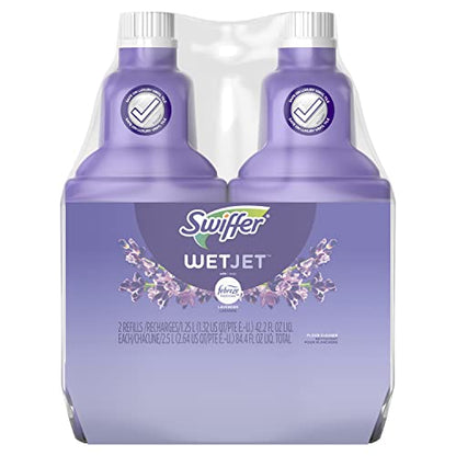 Swiffer WetJet Multi-Purpose Floor Cleaner Solution with Febreze Refill, Hardwood Floor Cleaner, Lavender Scent, 1.25 Liter -42.2 Fl Oz (Pack of 2) - size: 42.2 Fl Oz (Pack of 2)