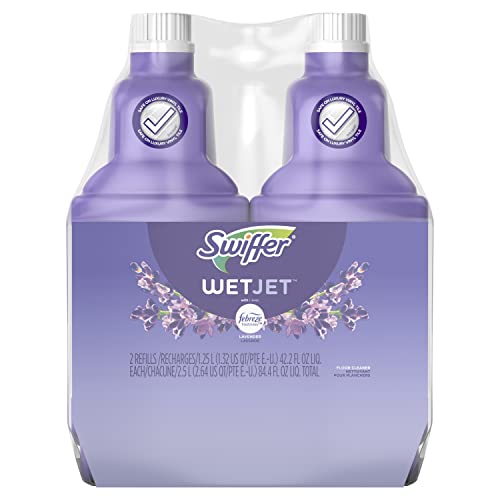 Swiffer WetJet Multi-Purpose Floor Cleaner Solution with Febreze Refill, Hardwood Floor Cleaner, Lavender Scent, 1.25 Liter -42.2 Fl Oz (Pack of 2) - size: 42.2 Fl Oz (Pack of 2)