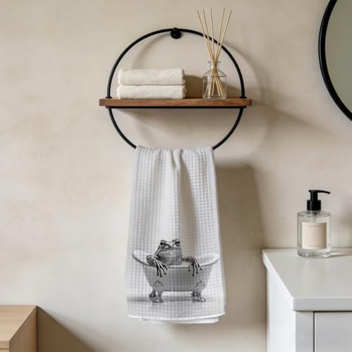 Funny Frog Hand Towels for Bathroom, Quick Dry Microfiber Cloth Kitchen Towels, Frog Lover Gifts for Women Men, Bathing Decorative Bathroom Hand Towel for Washroom Toilet Restroom 1 - color: Lm 2410